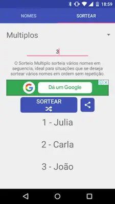 Sorteador de Nomes android App screenshot 1