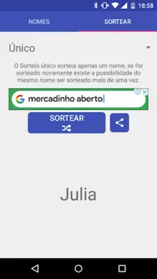 Sorteador de Nomes android App screenshot 2